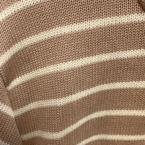 POL Tan Cream Striped Full Zip Front Long Sleeve Drawstring Hoodie Size S - Picture 4 of 13